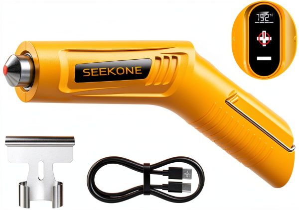 SEEKONE Mini Cordless Heat Gun with 4-Temp Settings (Up to 752°F) and Memory Function, USB Rechargeable Hot Air Gun, Fast Heating with Reflector Nozzle for Crafting, Resin Heating and Shrink Wrapping-0