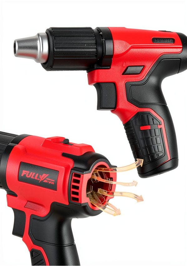 Cordless Heat Gun FULLYEA 550°C 2-Temp 5-Nozzle Battery Kit Red-4