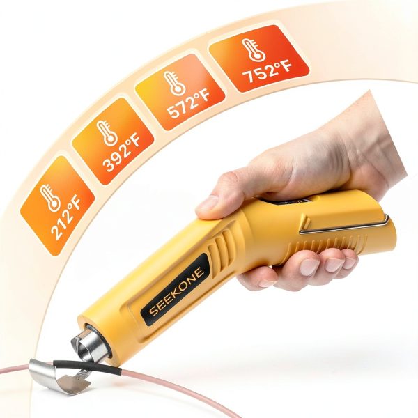 SEEKONE Mini Cordless Heat Gun with 4-Temp Settings (Up to 752°F) and Memory Function, USB Rechargeable Hot Air Gun, Fast Heating with Reflector Nozzle for Crafting, Resin Heating and Shrink Wrapping-1