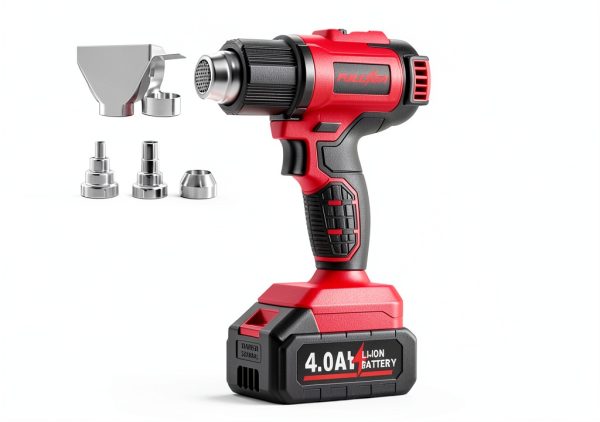 Cordless Heat Gun FULLYEA 550°C 2-Temp 5-Nozzle Battery Kit Red-6