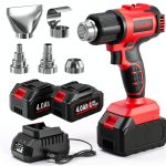 Cordless Heat Gun FULLYEA 550°C 2-Temp 5-Nozzle Battery Kit Red-0