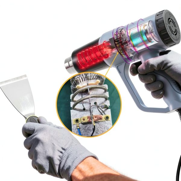 Heat Gun Weitieke Dual Temperature 900 to 1300W with 4 Nozzles Gray-3