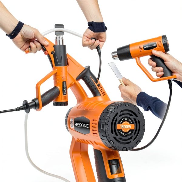SEEKONE Heat Gun 1800W Heavy Duty Fast Heat Hot Air Gun Kit with 752℉&1112℉（400℃-600℃） Dual-Temperature Settings and 4 Nozzles with Overheat Protection for Crafts, Shrinking PVC, Stripping Paint-2
