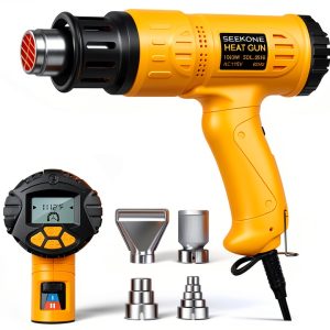 Heat Gun SEEKONE 1800W LCD with Variable Temp & 4 Nozzles Yellow-0