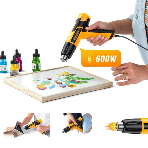 SEEKONE Mini Heat Gun 600W Dual Temp 572F to 932F Yellow Model HG618-4