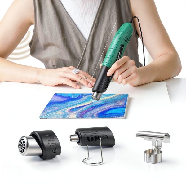 Heat Gun, 380W Fast Heat Mini Hot Air Gun with 2-Temp Settings 480°F-850°F(249°C-455°C) Overheat Protection Reflector Nozzle, 4.9Ft Long Cable for Shrink Wrap,Vinyl, Crafts, Epoxy Resin-1