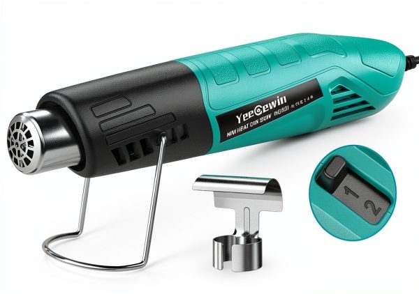 Heat Gun, 380W Fast Heat Mini Hot Air Gun with 2-Temp Settings 480°F-850°F(249°C-455°C) Overheat Protection Reflector Nozzle, 4.9Ft Long Cable for Shrink Wrap,Vinyl, Crafts, Epoxy Resin-0
