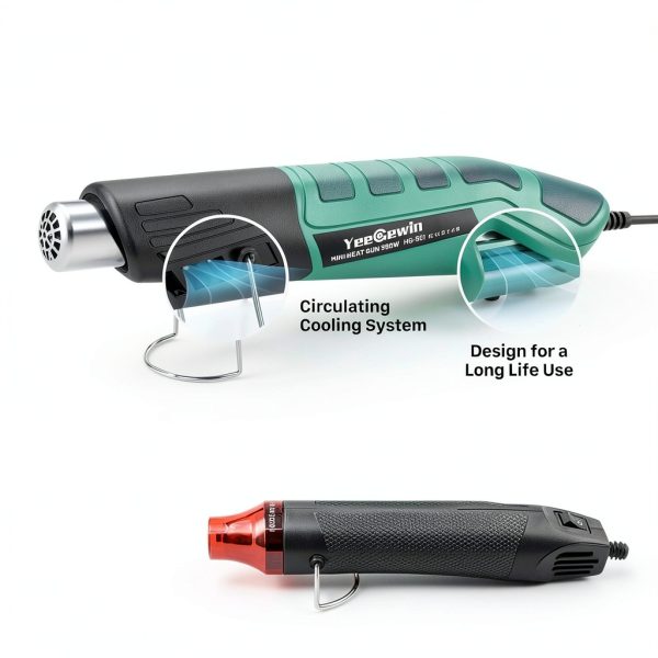 Heat Gun, 380W Fast Heat Mini Hot Air Gun with 2-Temp Settings 480°F-850°F(249°C-455°C) Overheat Protection Reflector Nozzle, 4.9Ft Long Cable for Shrink Wrap,Vinyl, Crafts, Epoxy Resin-5